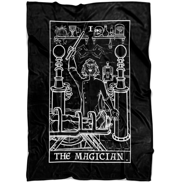 The Magician Tarot Card Blanket - Ghoulish Edition (Black & White)