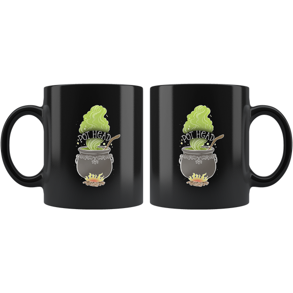 teelaunch Drinkware 11 oz Pot Head Black Coffee Mug